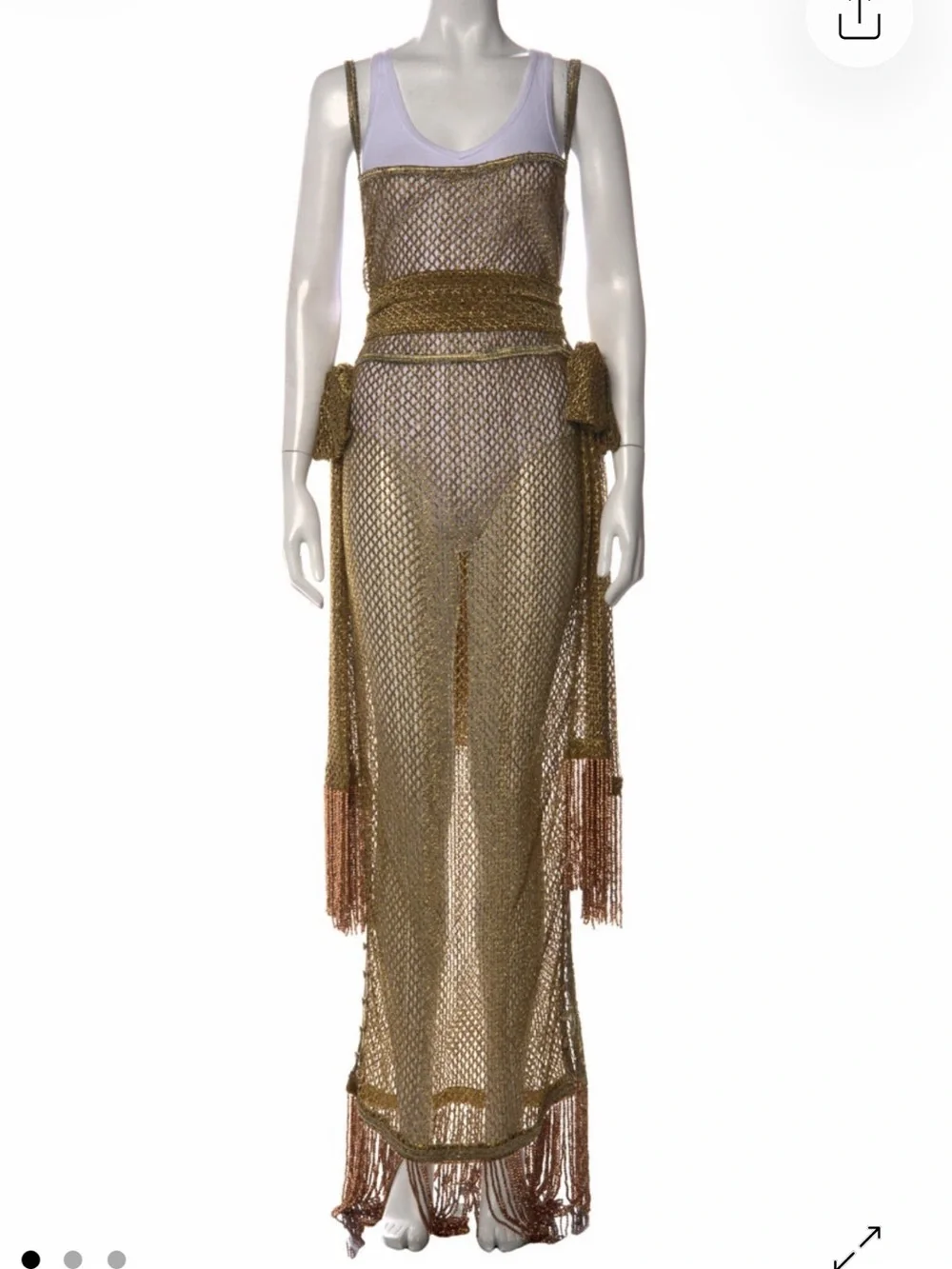 $4000 Bode Sheer Gold Lame Dress